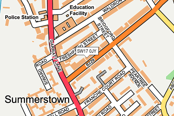 SW17 0JY map - OS OpenMap – Local (Ordnance Survey)