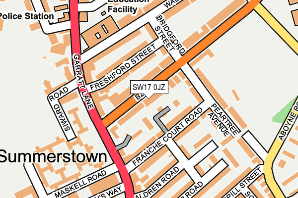 SW17 0JZ map - OS OpenMap – Local (Ordnance Survey)