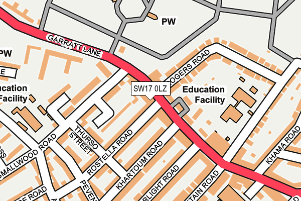 SW17 0LZ map - OS OpenMap – Local (Ordnance Survey)