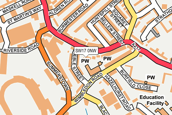 SW17 0NW map - OS OpenMap – Local (Ordnance Survey)