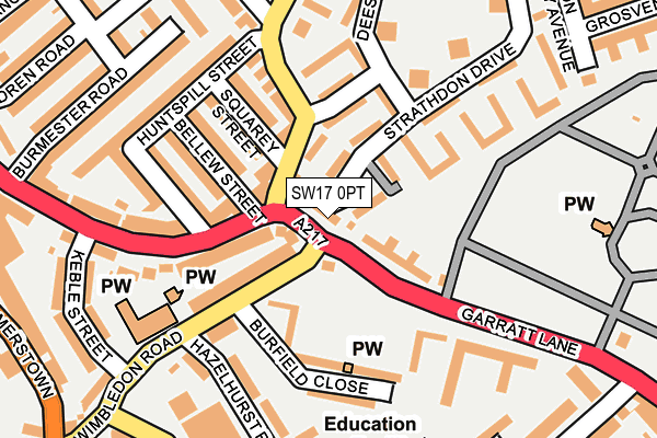 SW17 0PT map - OS OpenMap – Local (Ordnance Survey)