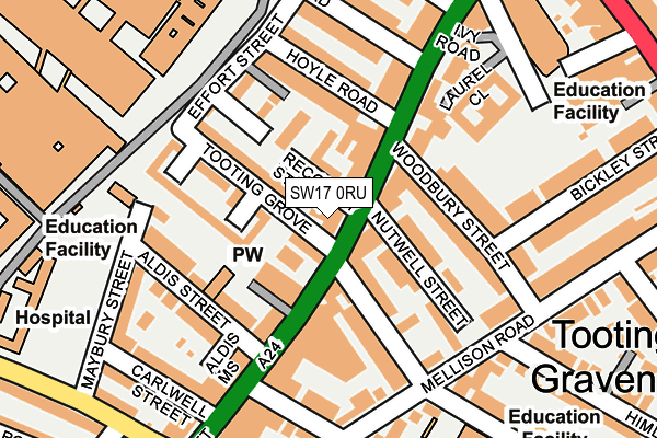 SW17 0RU map - OS OpenMap – Local (Ordnance Survey)