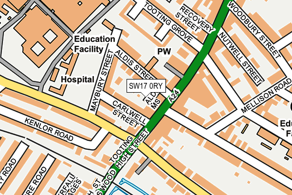 SW17 0RY map - OS OpenMap – Local (Ordnance Survey)