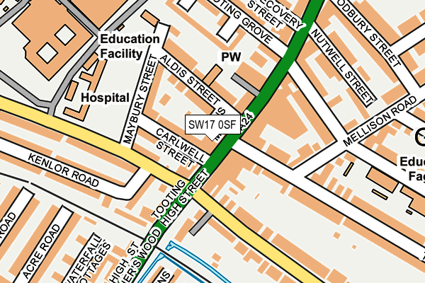 SW17 0SF map - OS OpenMap – Local (Ordnance Survey)