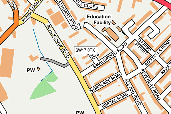 SW17 0TX map - OS OpenMap – Local (Ordnance Survey)
