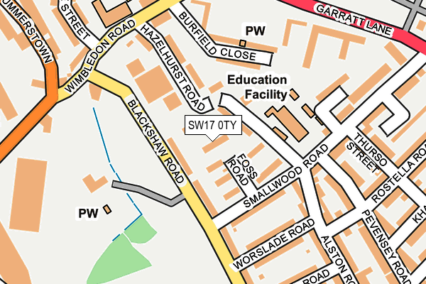 SW17 0TY map - OS OpenMap – Local (Ordnance Survey)