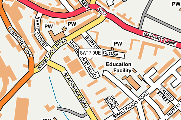 SW17 0UE map - OS OpenMap – Local (Ordnance Survey)
