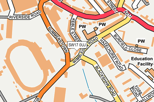 SW17 0UJ map - OS OpenMap – Local (Ordnance Survey)