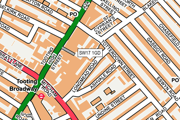 SW17 1GD map - OS OpenMap – Local (Ordnance Survey)