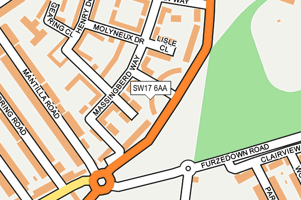 SW17 6AA map - OS OpenMap – Local (Ordnance Survey)