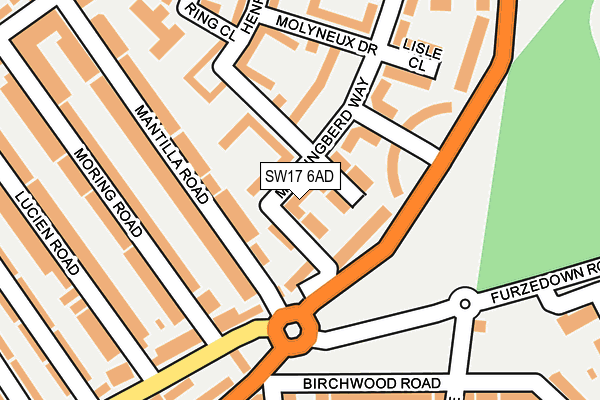 SW17 6AD map - OS OpenMap – Local (Ordnance Survey)