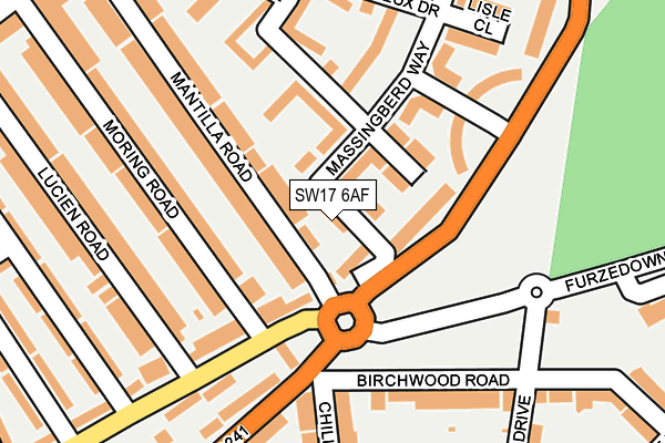SW17 6AF map - OS OpenMap – Local (Ordnance Survey)