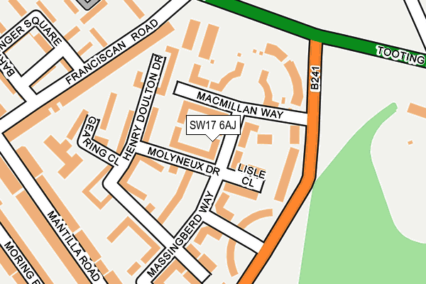 SW17 6AJ map - OS OpenMap – Local (Ordnance Survey)