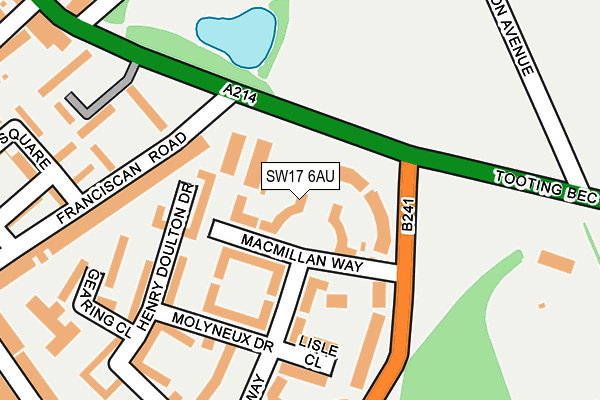 SW17 6AU map - OS OpenMap – Local (Ordnance Survey)