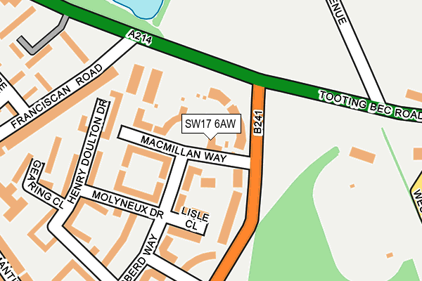 SW17 6AW map - OS OpenMap – Local (Ordnance Survey)