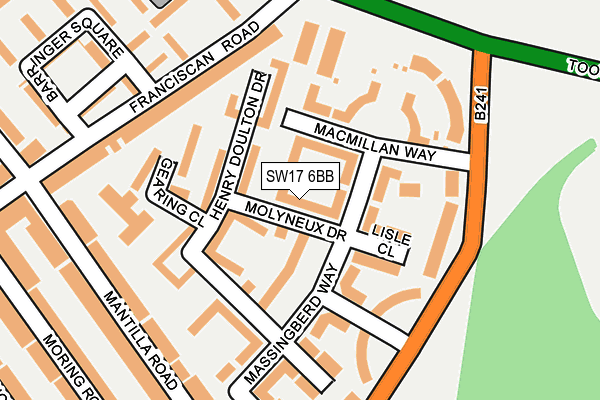 SW17 6BB map - OS OpenMap – Local (Ordnance Survey)