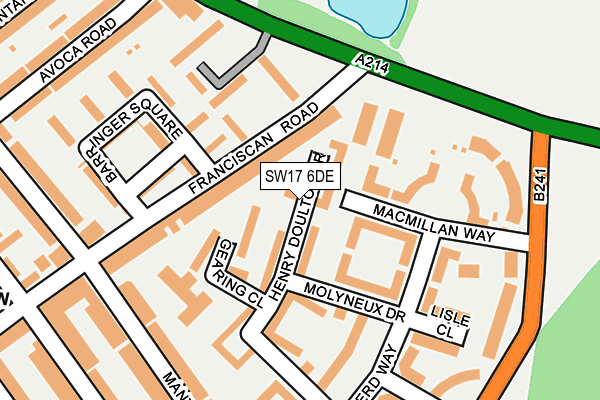 SW17 6DE map - OS OpenMap – Local (Ordnance Survey)