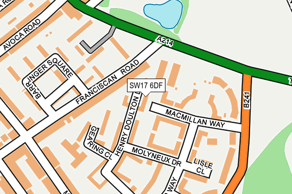 SW17 6DF map - OS OpenMap – Local (Ordnance Survey)