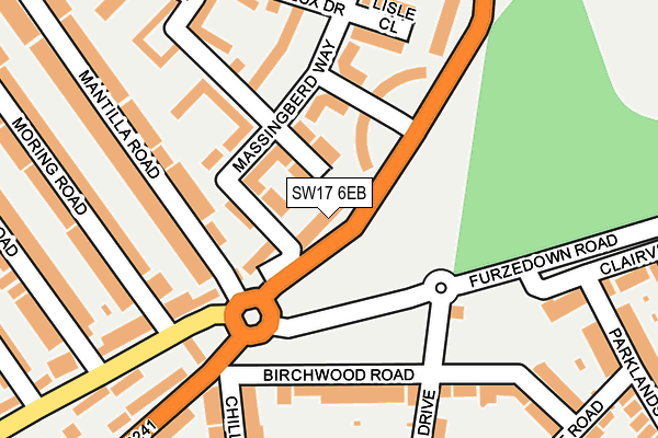 SW17 6EB map - OS OpenMap – Local (Ordnance Survey)