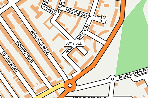 SW17 6ED map - OS OpenMap – Local (Ordnance Survey)