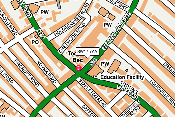 SW17 7AA map - OS OpenMap – Local (Ordnance Survey)