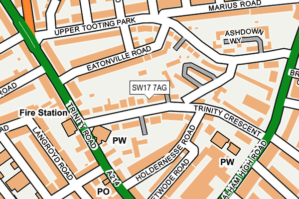 SW17 7AG map - OS OpenMap – Local (Ordnance Survey)