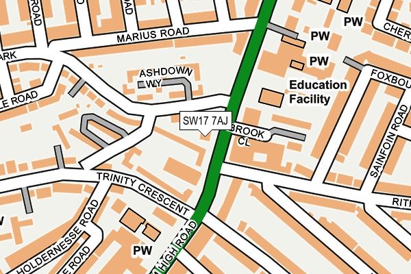 SW17 7AJ map - OS OpenMap – Local (Ordnance Survey)