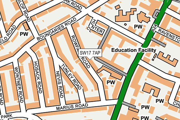 SW17 7AP map - OS OpenMap – Local (Ordnance Survey)