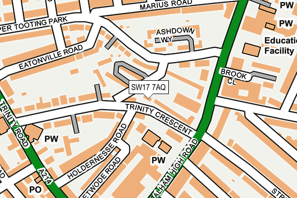 SW17 7AQ map - OS OpenMap – Local (Ordnance Survey)