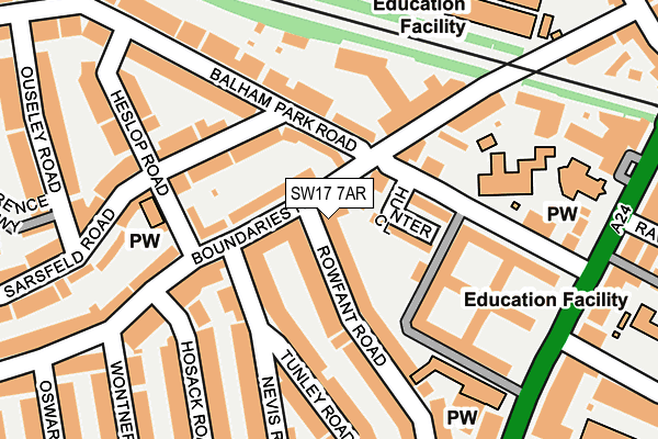 SW17 7AR map - OS OpenMap – Local (Ordnance Survey)