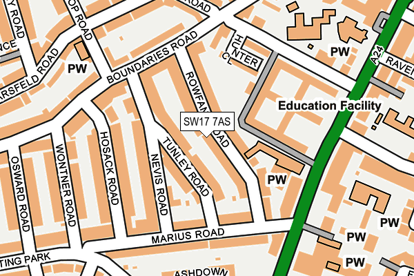 SW17 7AS map - OS OpenMap – Local (Ordnance Survey)