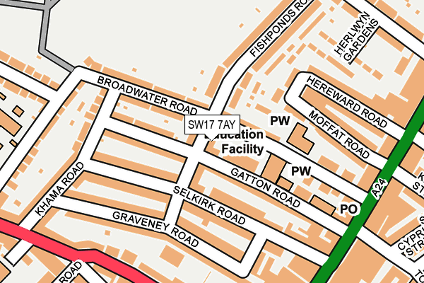 SW17 7AY map - OS OpenMap – Local (Ordnance Survey)