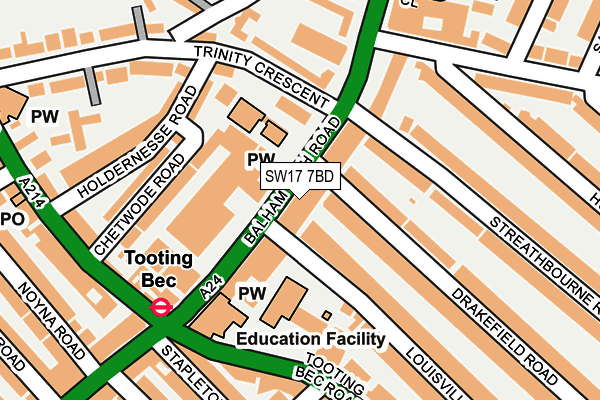 SW17 7BD map - OS OpenMap – Local (Ordnance Survey)