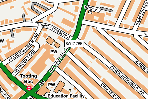 SW17 7BE map - OS OpenMap – Local (Ordnance Survey)