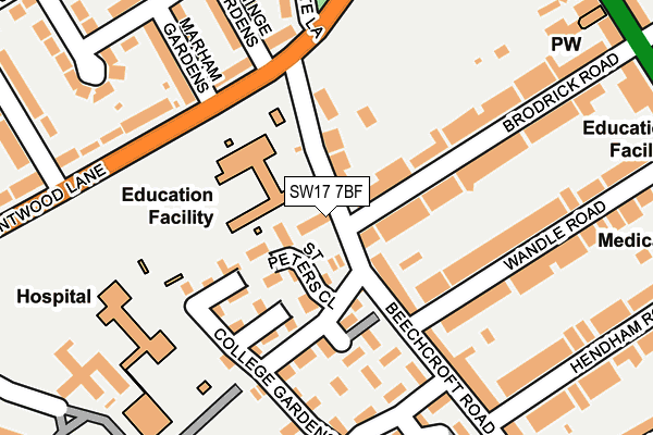 SW17 7BF map - OS OpenMap – Local (Ordnance Survey)