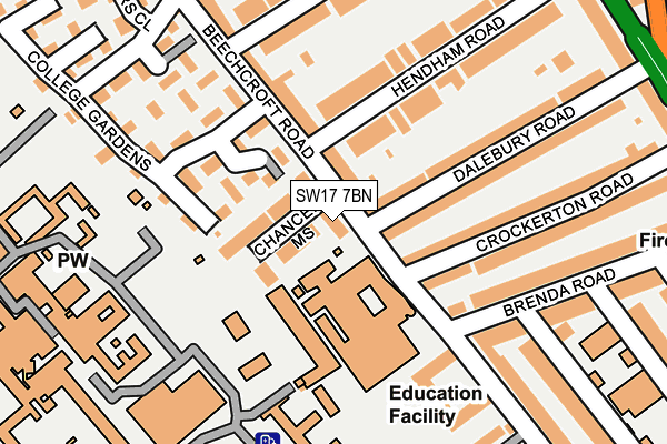 SW17 7BN map - OS OpenMap – Local (Ordnance Survey)