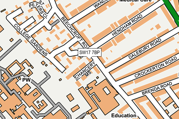 SW17 7BP map - OS OpenMap – Local (Ordnance Survey)