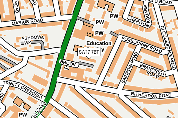 SW17 7BT map - OS OpenMap – Local (Ordnance Survey)