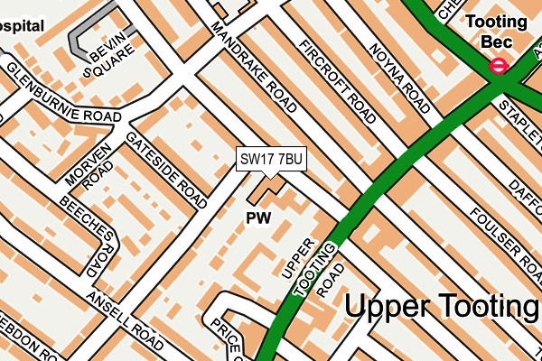 SW17 7BU map - OS OpenMap – Local (Ordnance Survey)