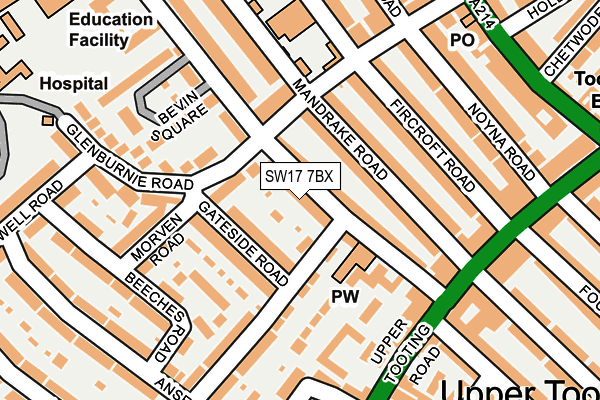 SW17 7BX map - OS OpenMap – Local (Ordnance Survey)