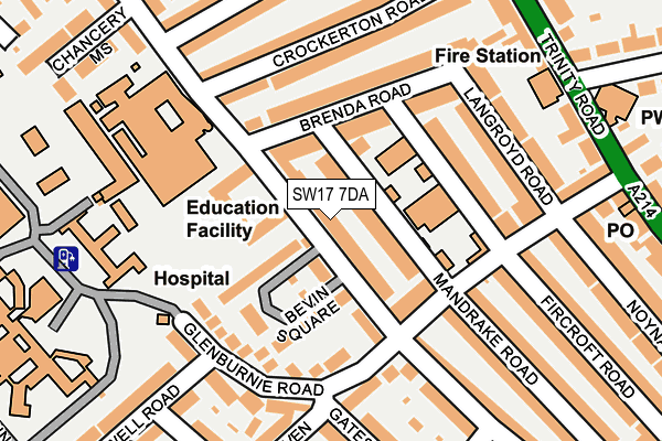 SW17 7DA map - OS OpenMap – Local (Ordnance Survey)