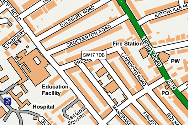 SW17 7DB map - OS OpenMap – Local (Ordnance Survey)