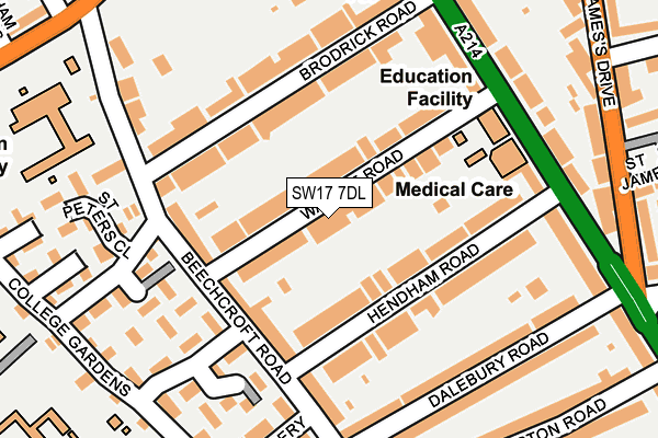 SW17 7DL map - OS OpenMap – Local (Ordnance Survey)