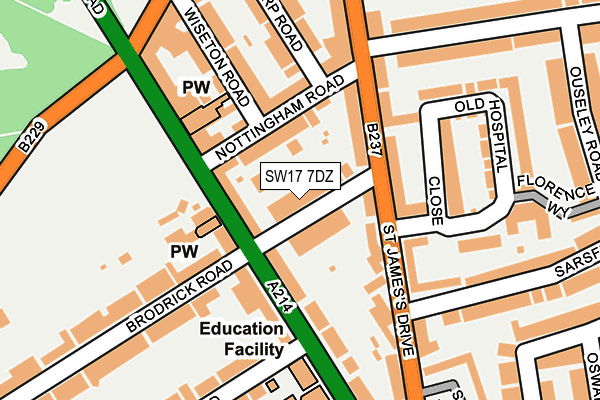 SW17 7DZ map - OS OpenMap – Local (Ordnance Survey)