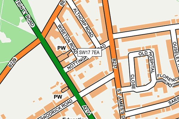 SW17 7EA map - OS OpenMap – Local (Ordnance Survey)