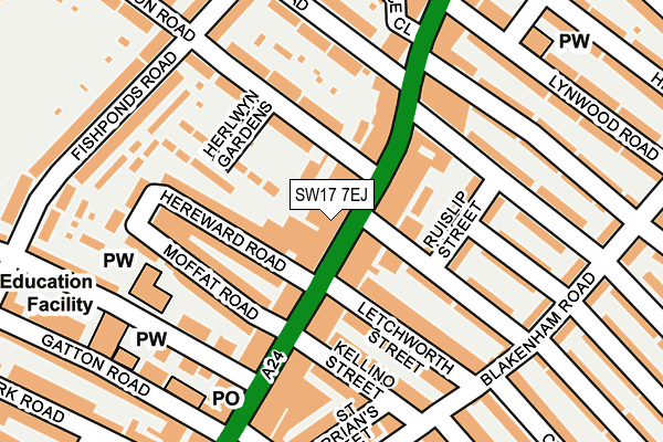 SW17 7EJ map - OS OpenMap – Local (Ordnance Survey)