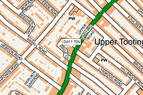 SW17 7EN map - OS OpenMap – Local (Ordnance Survey)
