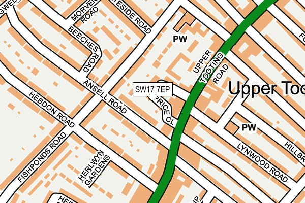 SW17 7EP map - OS OpenMap – Local (Ordnance Survey)