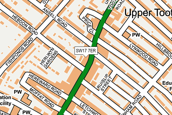 SW17 7ER map - OS OpenMap – Local (Ordnance Survey)