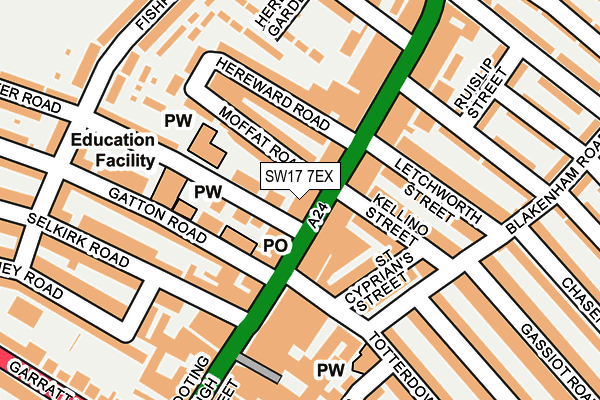 SW17 7EX map - OS OpenMap – Local (Ordnance Survey)